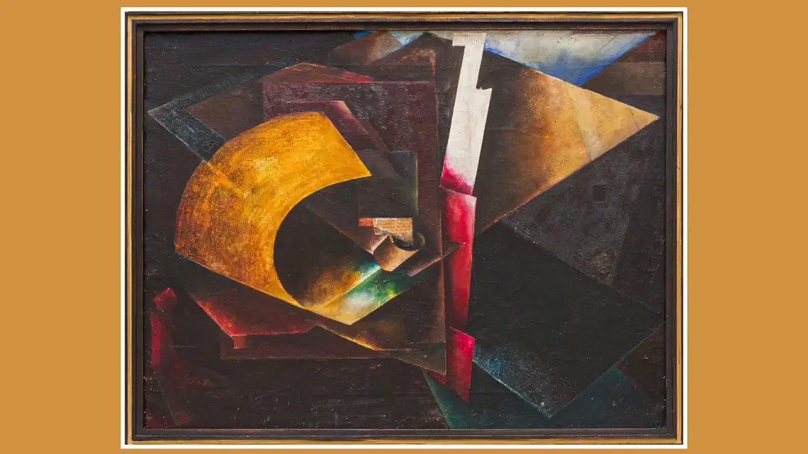 El Lissitzky, Kompozycja, ok. 1918–1920, olej, Narodowe Muzeum Sztuki Ukrainy // Materiały prasowe Muzeum Sztuki w Łodzi