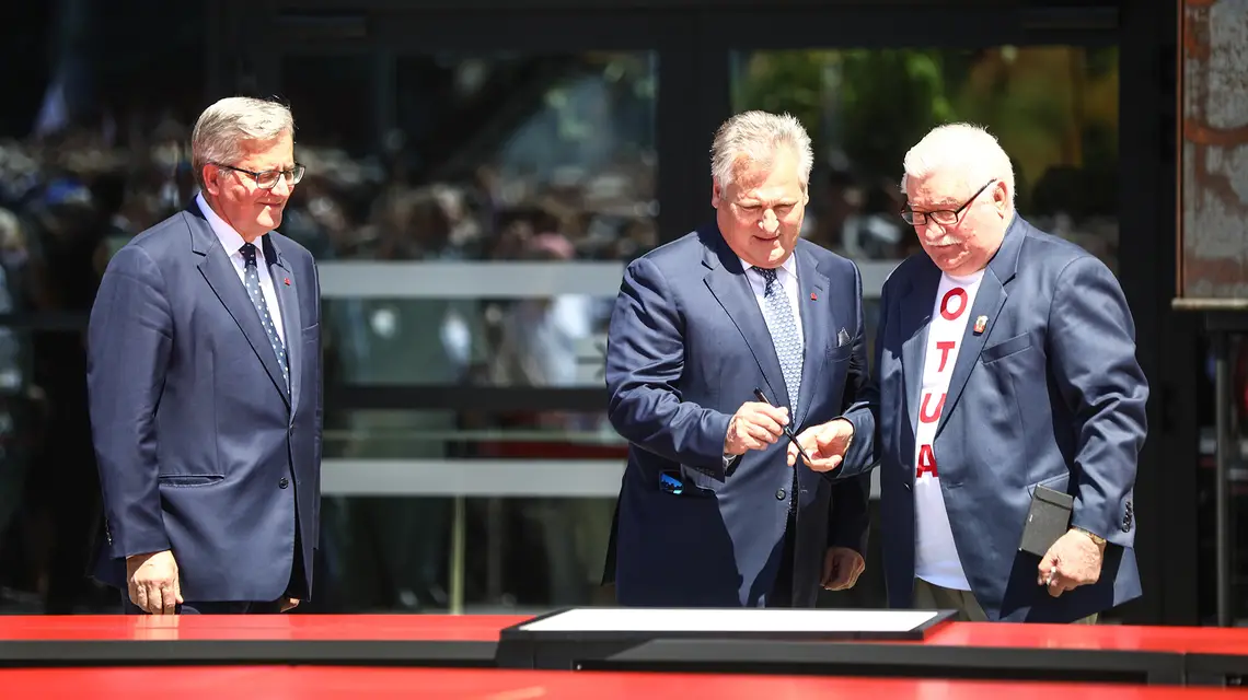  Prezydenci Polski Bronisław Komorowski, Aleksander Kwaśniewski i Lech Wałęsa na Obchodach 30 rocznicy wolnych wyborów z 4 czerwca 1989 r. Gdańsk, 4 czerwca 2019 r. // Fot. Beata Zawrzel / REPORTER