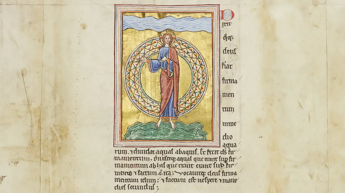 Bestiariusz Ashmole’a, Bóg stwórca Ziemi, 1201-1225, Biblioteka Bodlejańska w Oksfordzie // Bridgeman Images / PhotoPower