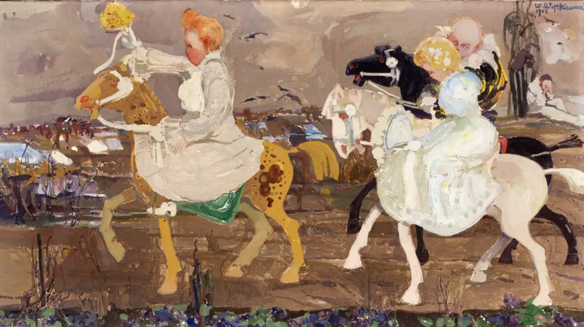 Witold Wojtkiewicz, „Orszak”, z cyklu „Z dziecięcych póz”, 1908, Ministerstwo Spraw Zagranicznych, depozyt w Muzeum Narodowym w Warszawie // MNW / materiały prasowe