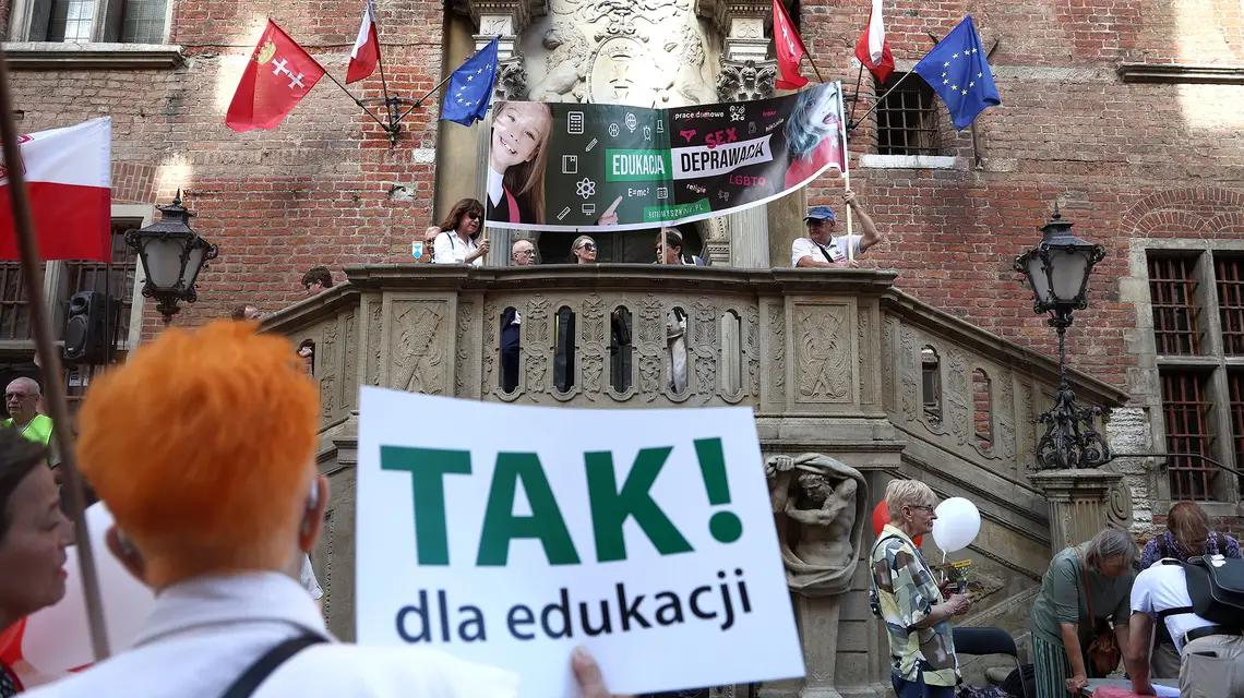 Protest przeciwko edukacji zdrowotnej. Gdańsk, 21 września 2025 r. // Fot. Piotr Matusewicz / East News