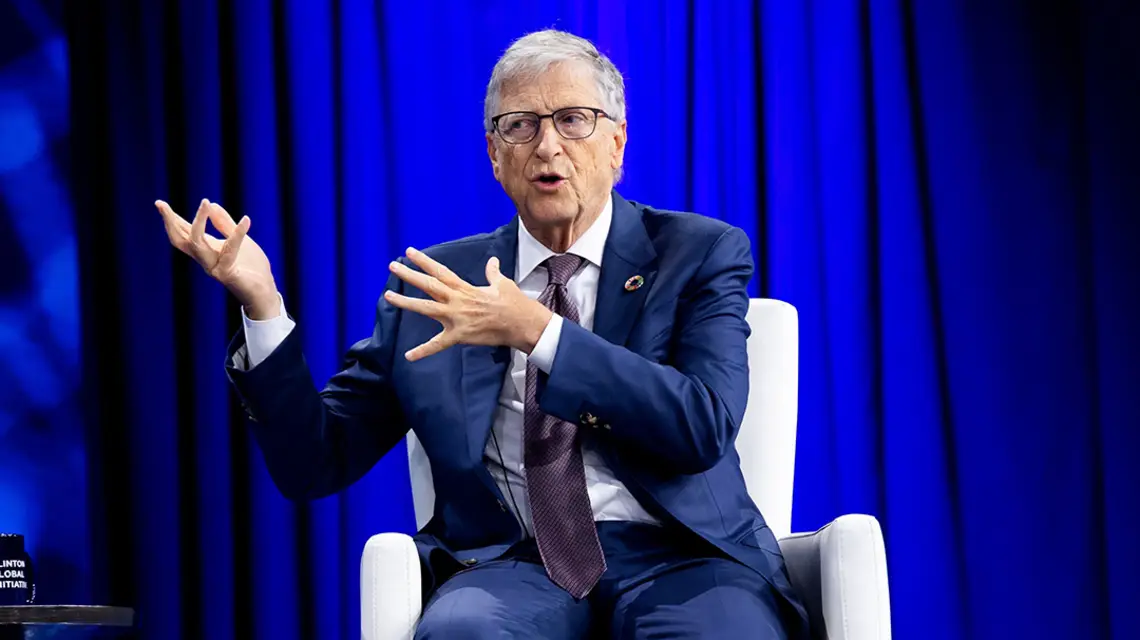 Bill Gates przemawia podczas 2024 Clinton Global Initiative. Nowy Jork, 24 września 2024 r. // Fot. Janet Mayer / Rex Features / East News