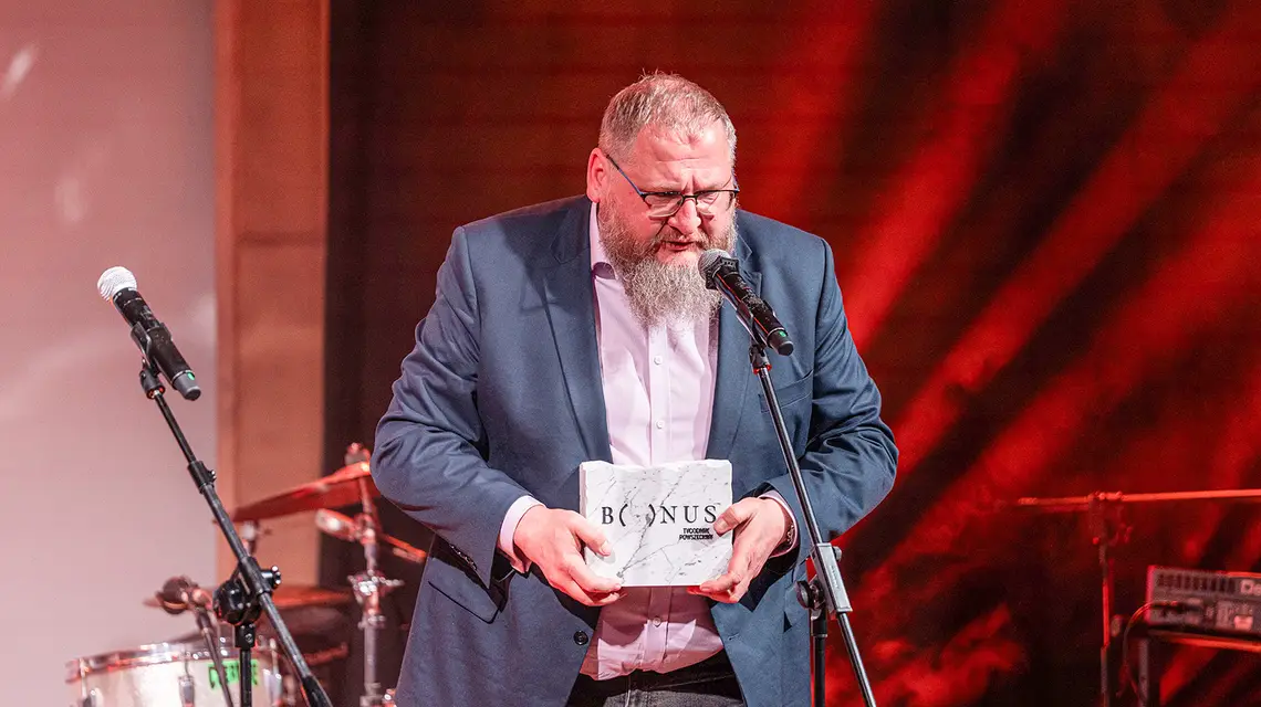 Piotr Cywiński, laureat nagrody „Tygodnika Powszechnego” Bonus. Kraków, 28 listopada 2025 r. // Fot. Marek Bednarz