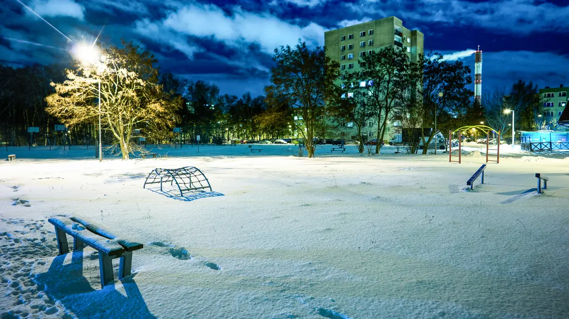 Plac zabaw w Łodzi, styczeń 2024 r. // Fot. Marcin Stępień / Agencja Wyborcza.pl