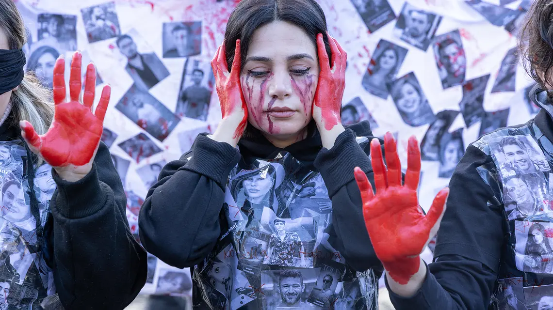 Protest społeczności irańskiej przeciwko reżimowi ajatollahów. Rzym, Włochy, 24 stycznia 2026 r. // Fot. Matteo Nardone / Fotogramma / IPA / ABACA / East News