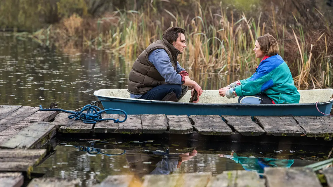 Bartosz Gelner jako Kazik , Julia Kijowska jako Hanka w spektaklu Teatru Telewizji „Dzień listopadowy”, reż. Jan Kidawa-Błoński // Fot. Waldemar Kompała / TVP