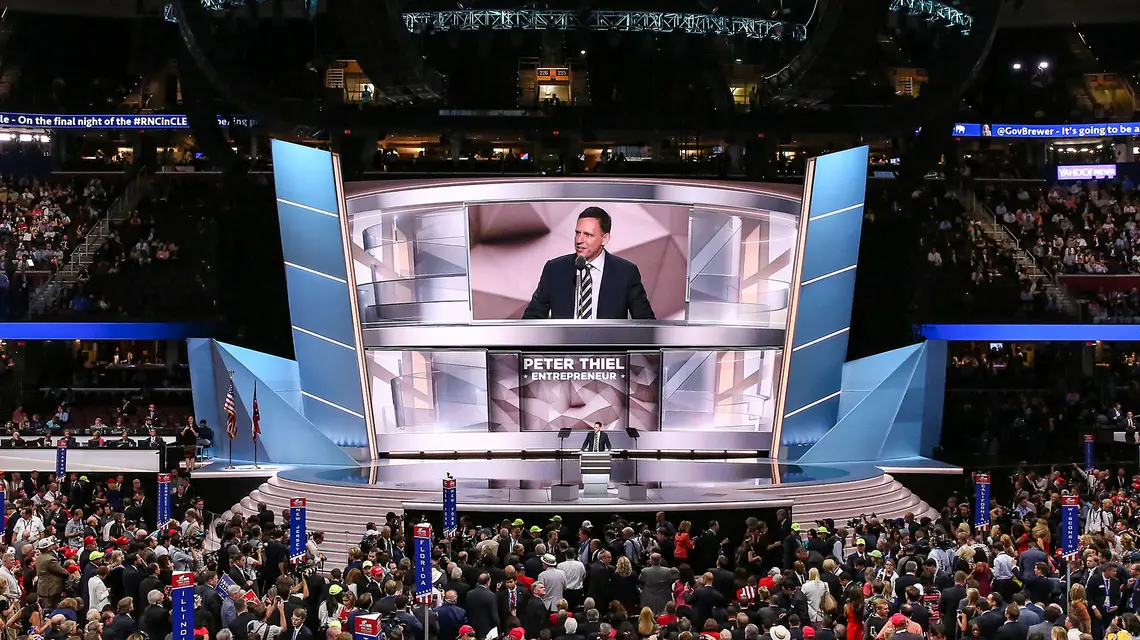 Peter Thiel przemawia poczas Konwencji Partii Republikańskiej. Cleveland, 21 lipca 2016 r. // Fot. David Paul Morris / Bloomberg / Getty Images