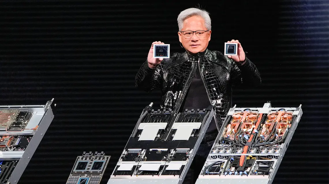 Prezes Nvidii Jensen Huang na targach technologicznych CES w Las Vegas. 5 stycznia 2026 r. // Fot. John Locher / AP / East News