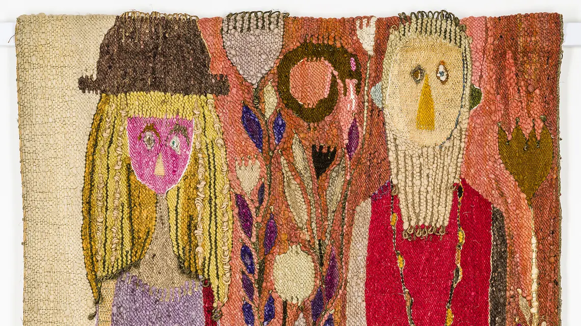 Krystyna Wojtyna-Drouet, „Adam i Ewa” (fragment), 1969, gobelin, Centralne Muzeum Włókiennictwa w Łodzi // materiały prasowe Zachęty