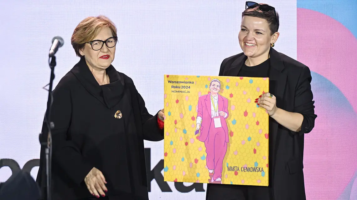 Beata Michalec i Marta Cienkowska podczas gali plebiscytu „Warszawianka Roku”. Warszawa, 2024 r. // Fot. Radek Pietruszka / PAP