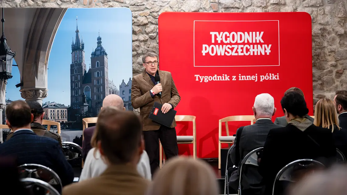 Jacek Stawiski, redaktor naczelny Tygodnika Powszechnego, podczas debaty "Kraków – wspólnota kultury". Kraków, 29 kwietnia 2026 r. // Fot. Sylwia Śliwka