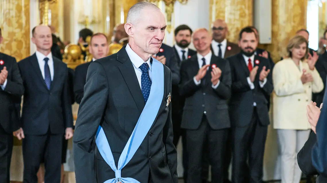 Andrzej Poczobut podczas uroczystości wręczenia Orderu Orła Białego. Warszawa, 3 maja 2026 r. // Fot. Sławomir Kamiński / Agencja Wyborcza.pl 