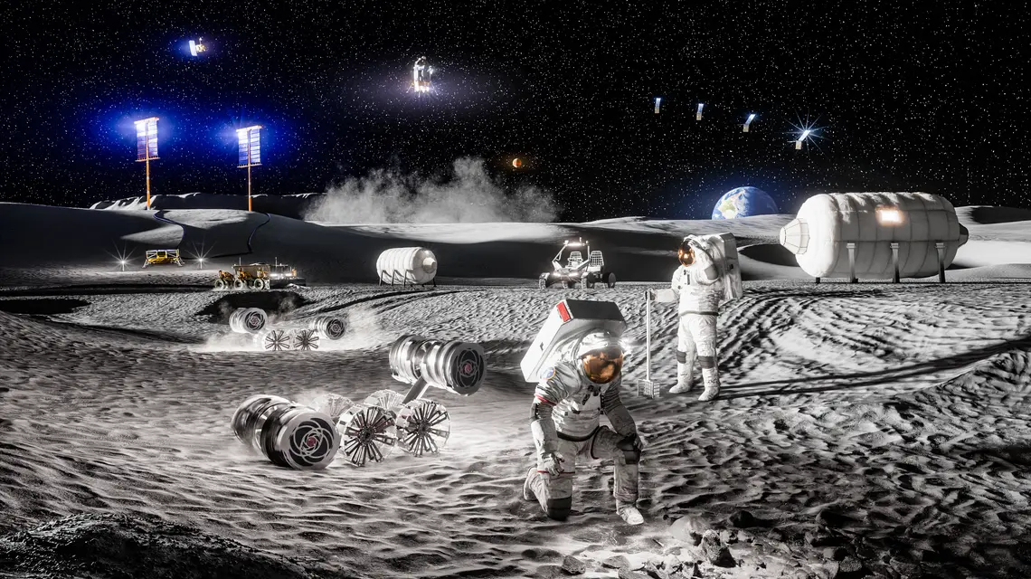 Wizualizacja przyszłej bazy NASA na Księżycu // NASA 