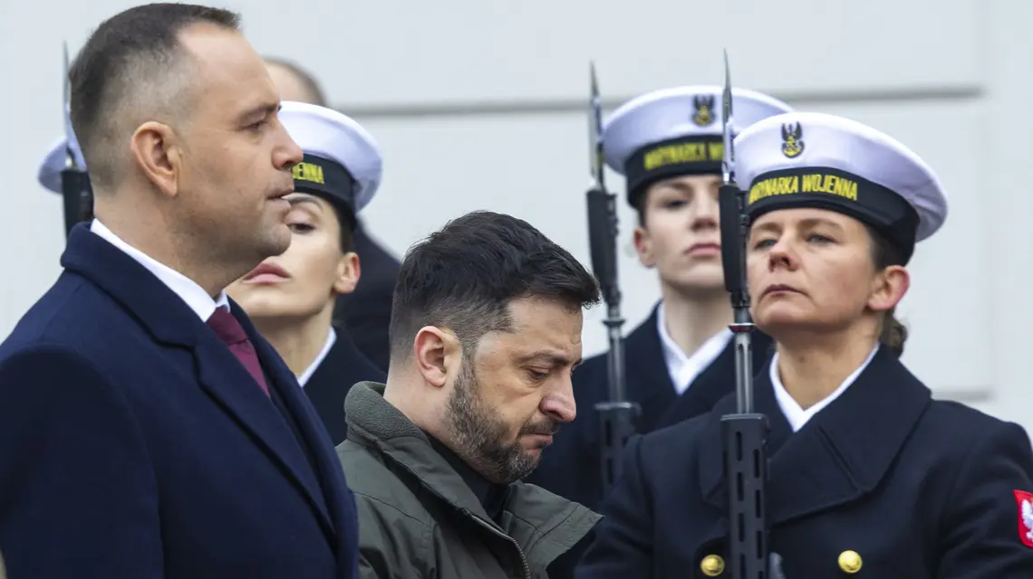 Wizyta prezydenta Ukrainy Wołodymyra Zelenskiego w Polsce. Spotkanie z prezydentem Karolem Nawrockim. Warszawa, 19 grudnia 2025 r. // Fot. Andrzej Iwańczuk / Reporter