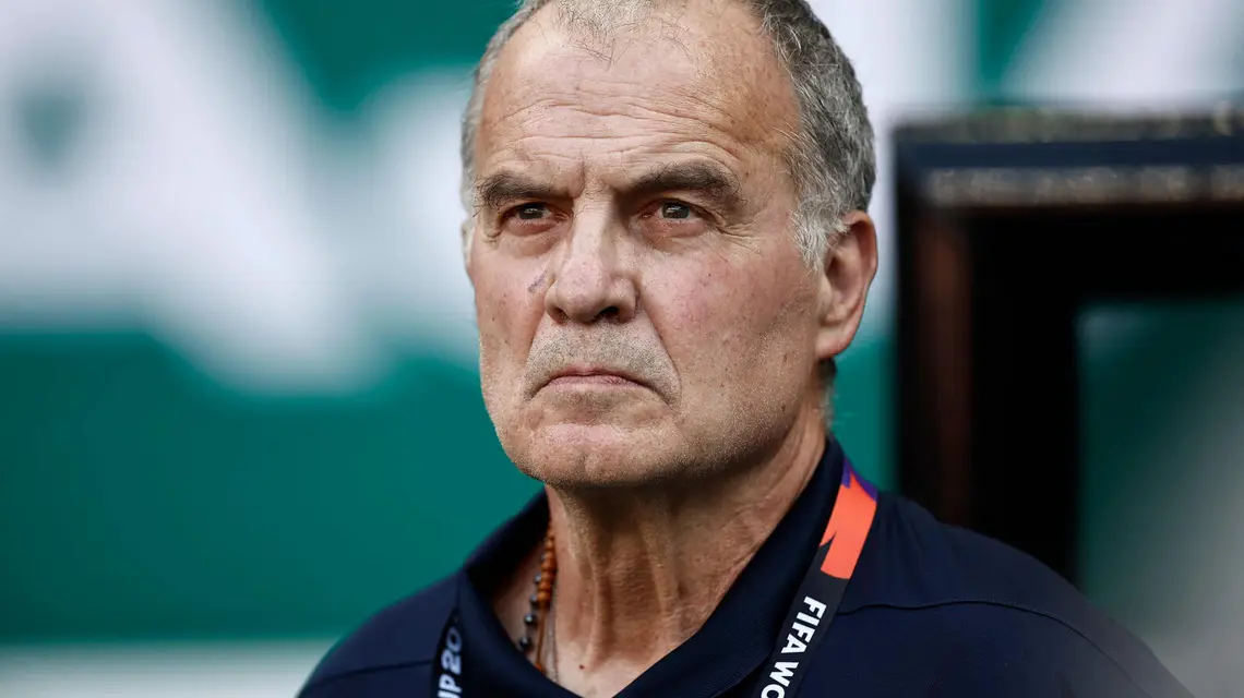 Marcelo Bielsa, argentyński selekcjoner reprezentacji Urugwaju, przed meczem mundialu 2026 z Hiszpanią na stadionie w Guadalajarze, 26 czerwca 2026 r.