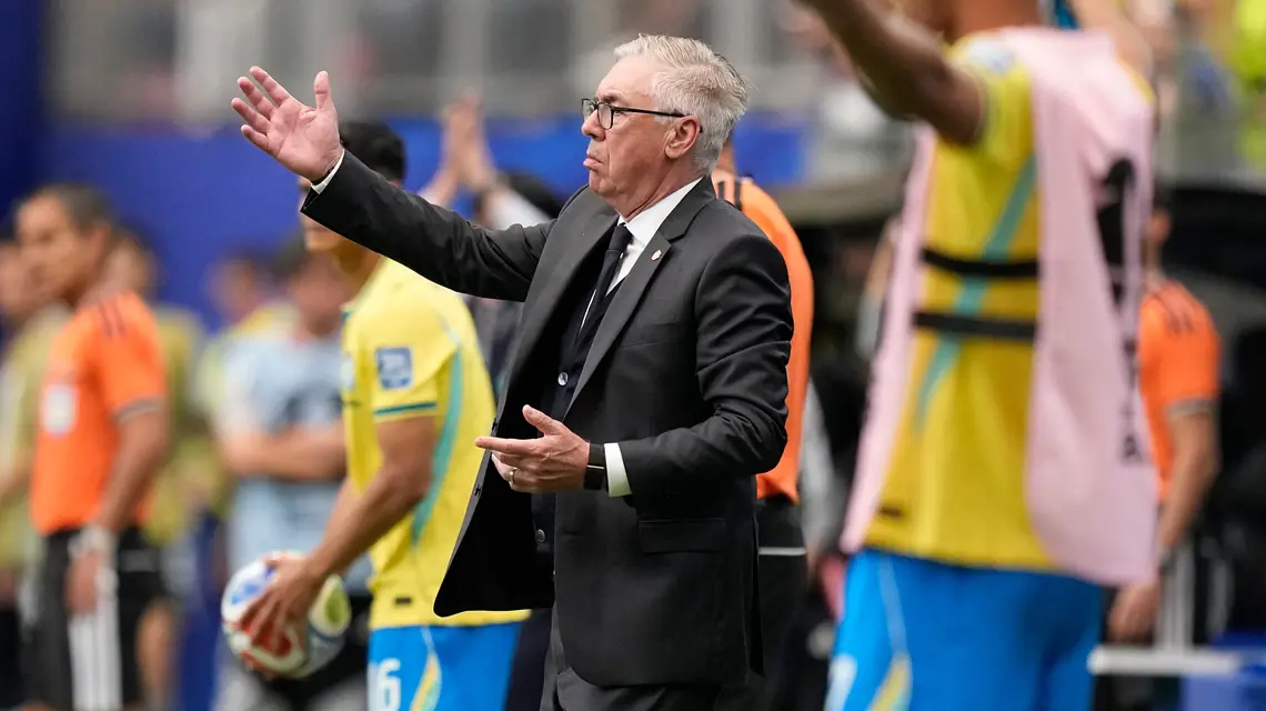 Trener Brazylijczyków Carlo Ancelotti podczas meczu z Japonią, Houston, 29 czerwca 2026 r.