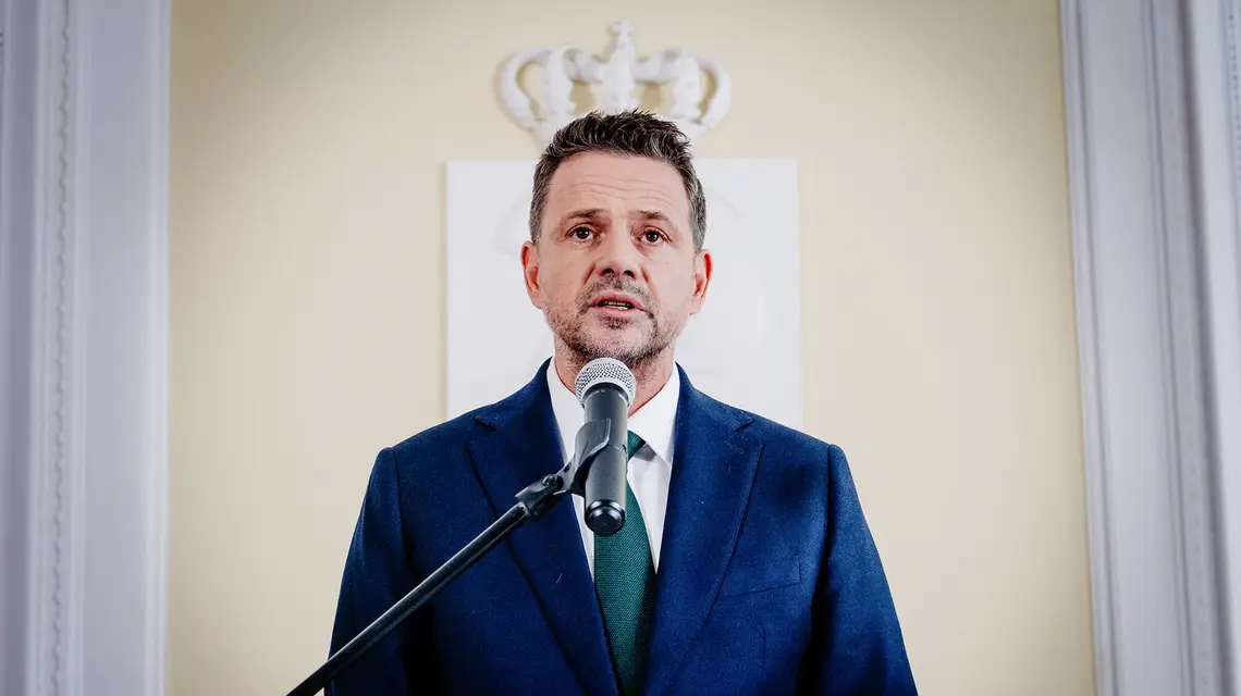 Rafał Trzaskowski podczas konferencji prasowej. Warszawa, 3 lipca 2026 r. // Fot. Filip Naumienko / Reporter