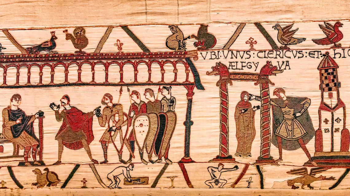 Aelfgyva, jedyna kobieta podpisana z imienia na Tkaninie z Bayeux, XI w. // Isogood Patrick / Shutterstock