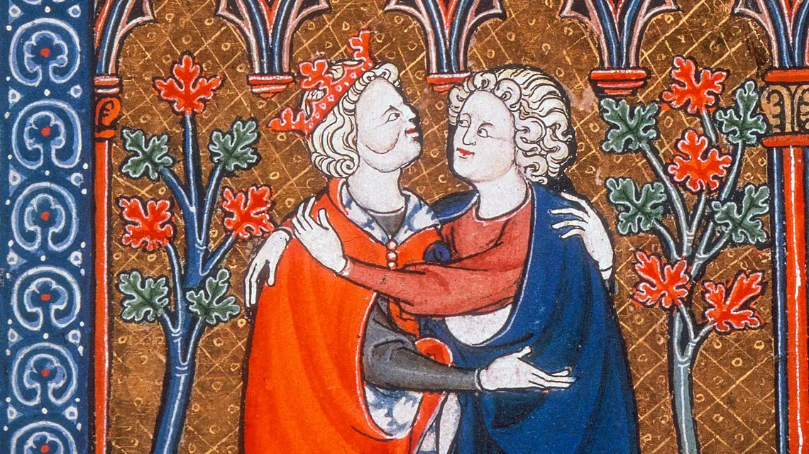 Dawid i Jonatan, fragment manuskryptu, ok. 1300 r. // Heritage Image / Alamy / BE&W
