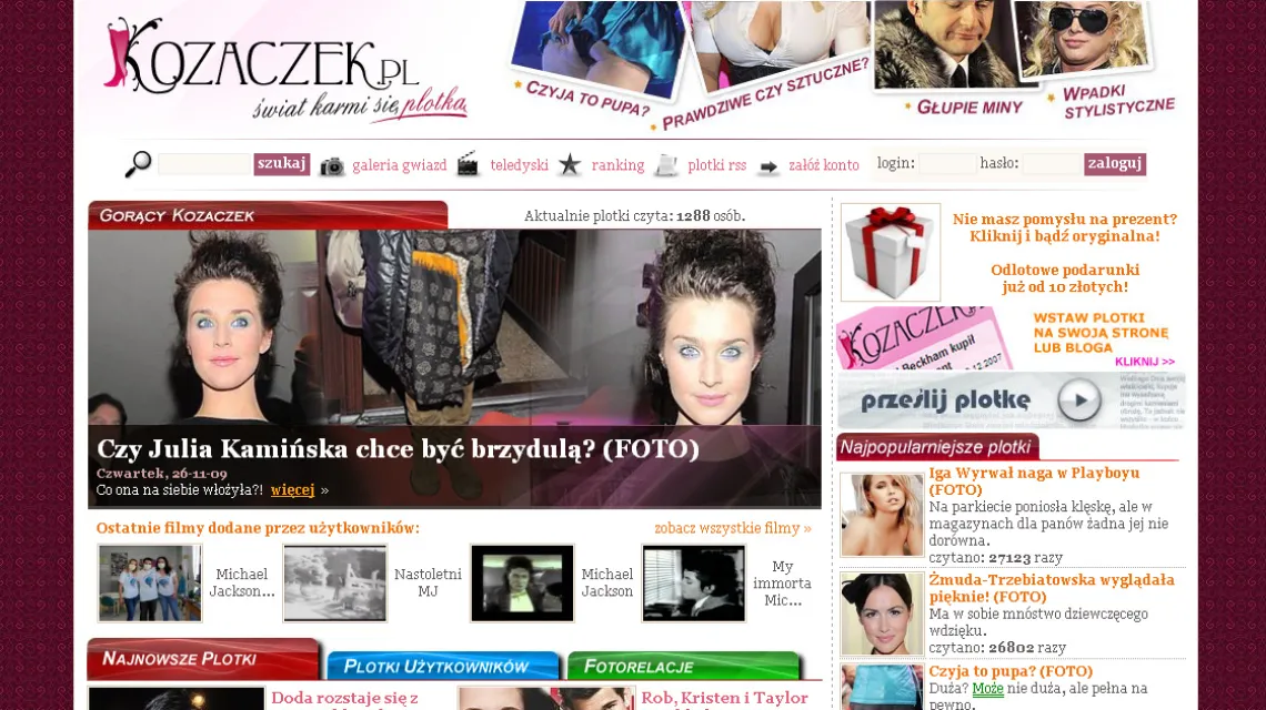 Kozaczek.pl, główna strona serwisu / 
