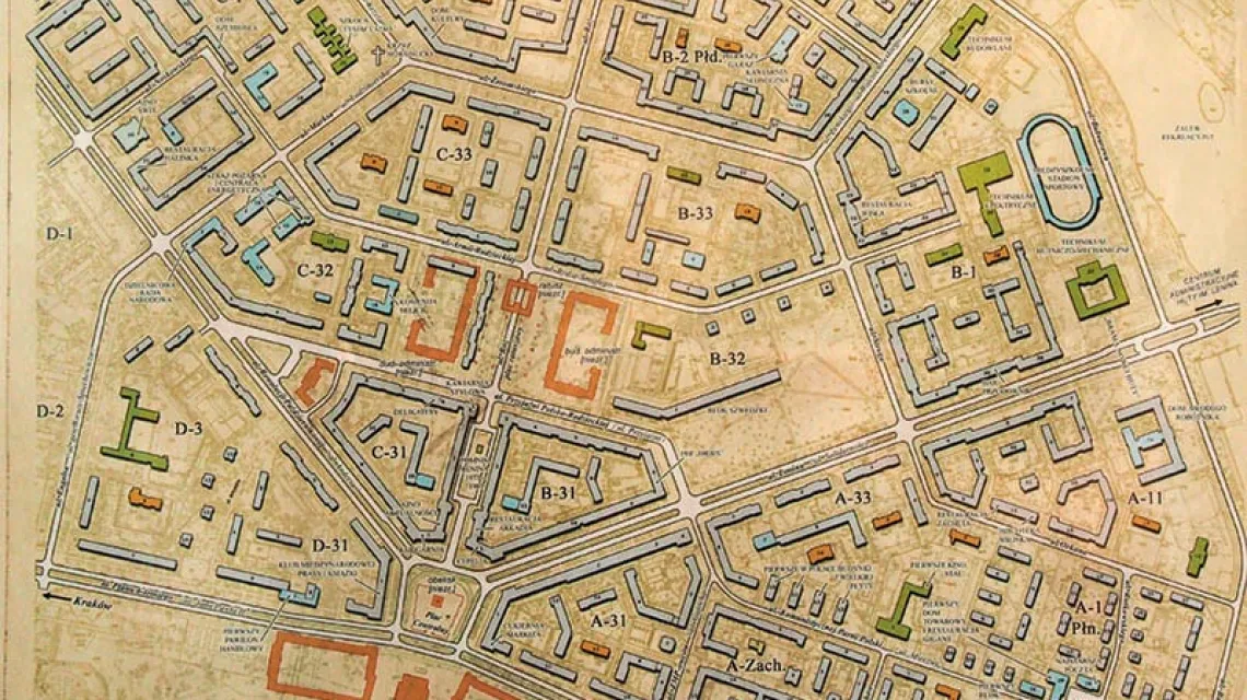 Fragment planu urbanistycznego Nowej Huty, 1951 r. / Fot. Tomasz Jarotek / wikipedia.org