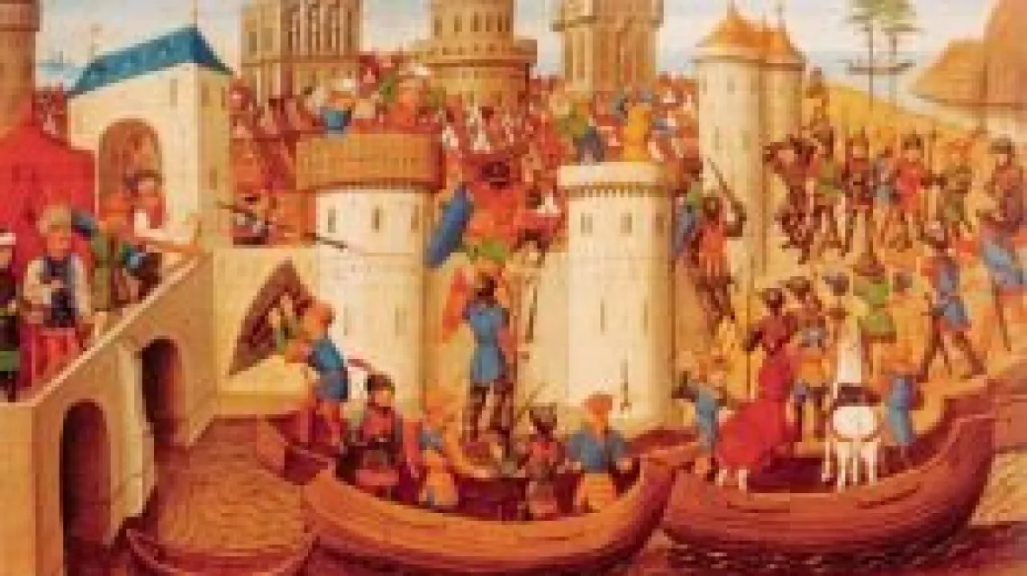 Zdobycie Konstantynopola przez krzyżowców. Miniatura z "Kroniki Filipa Dobrego, księcia Burgundii", 1462 / 