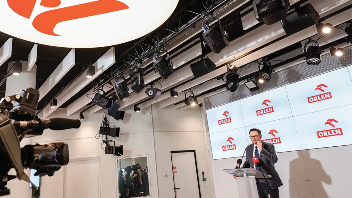 Briefing prasowy Daniela Obajtka, prezesa PKN Orlen. Warszawa, 3 stycznia 2023 r.   / ANDRZEJ IWAŃCZUK / REPORTER