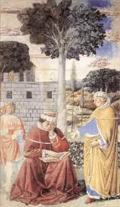 Benozzo Gozzoli, "Św. Augustyn czytający listy św. Pawła", fresk w San Gimignano (1464-65) / 