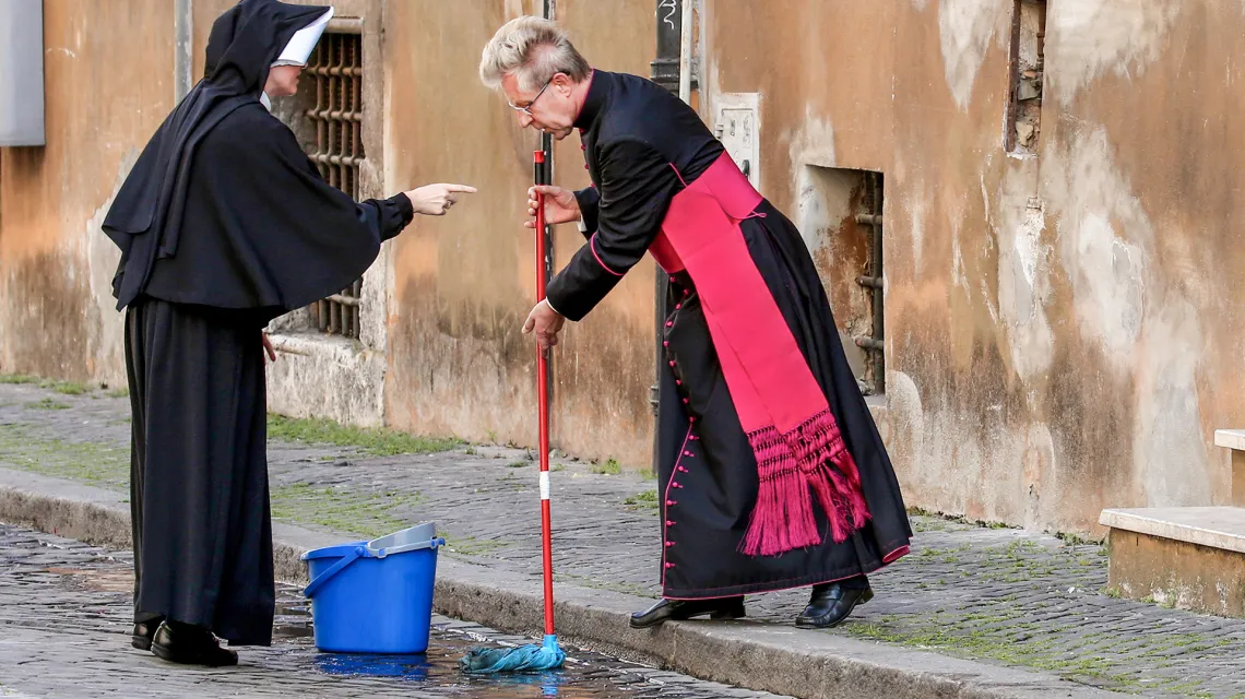 Przygotowania do papieskiej wizyty w rzymskim sanktuarium Bożego Miłosierdzia, 19 kwietnia 2020 r. / Fot. Franco Origlia / Getty Images / 