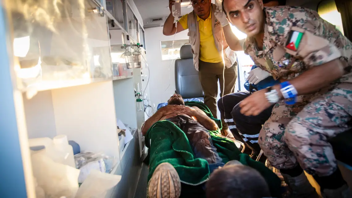 Strefa buforowa na granicy jordańsko-syryjskiej, okolice miasta Dżabir, gdzie na pomoc czeka ok. 30 tys. uciekinierów z syryjskiej Dary. 4 lipca 2018 r. / Fot. Grażyna Makara / 