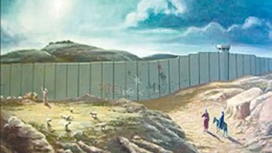 Ze strony ElectronicIntifada.net: świąteczne graffiti z izraelskiego muru / 