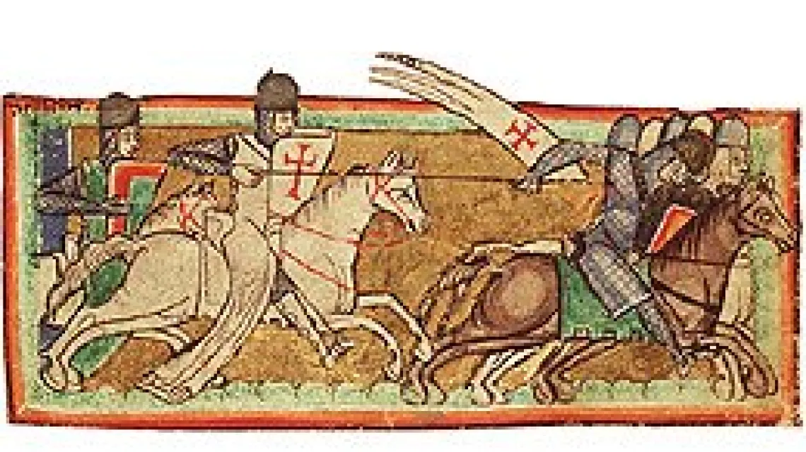 Templariusz w pogoni za Saracenami, miniatura z 1200 r. / 