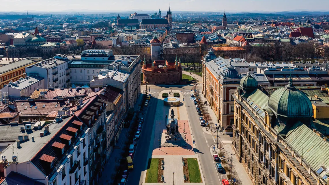 Oś Pomnik Grunwaldzki – Mickiewicza (Rynek) i Kościuszki (Wawel) to spójny wykład o dziejach Polski i Krakowa. / JAN GRACZYŃSKI / EAST NEWS