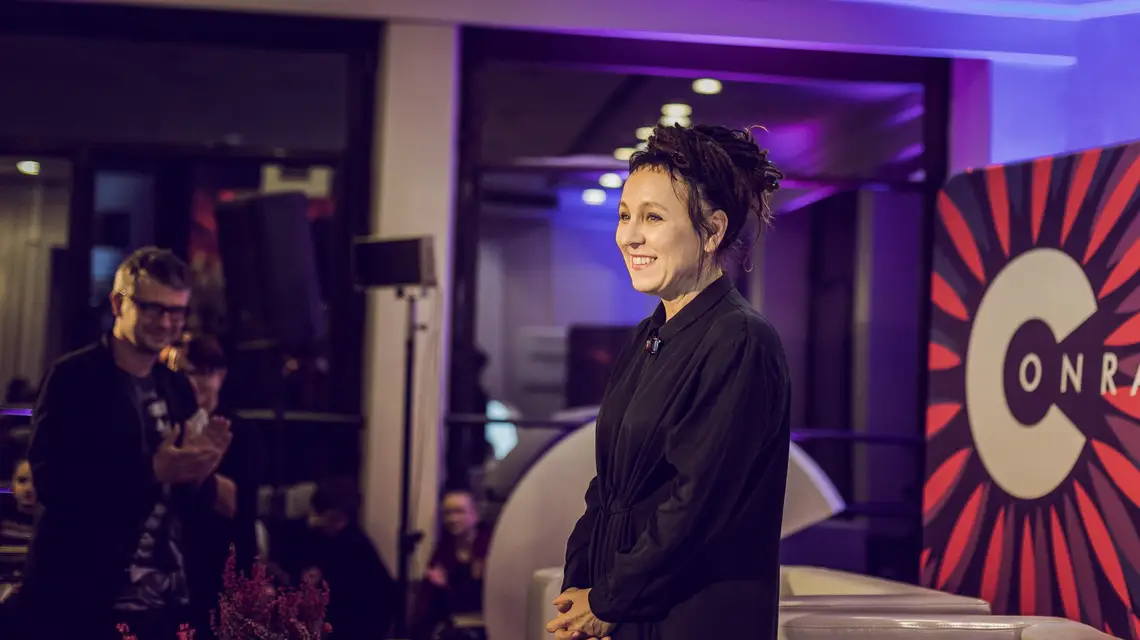 Spotkanie "O ruchu". Na zdjęciu Olga Tokarczuk / Fot. Robert Słuszniak