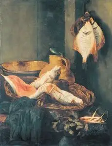 Abraham van Beyren "Martwa natura z rybami w koszu", ok. 1650 / 