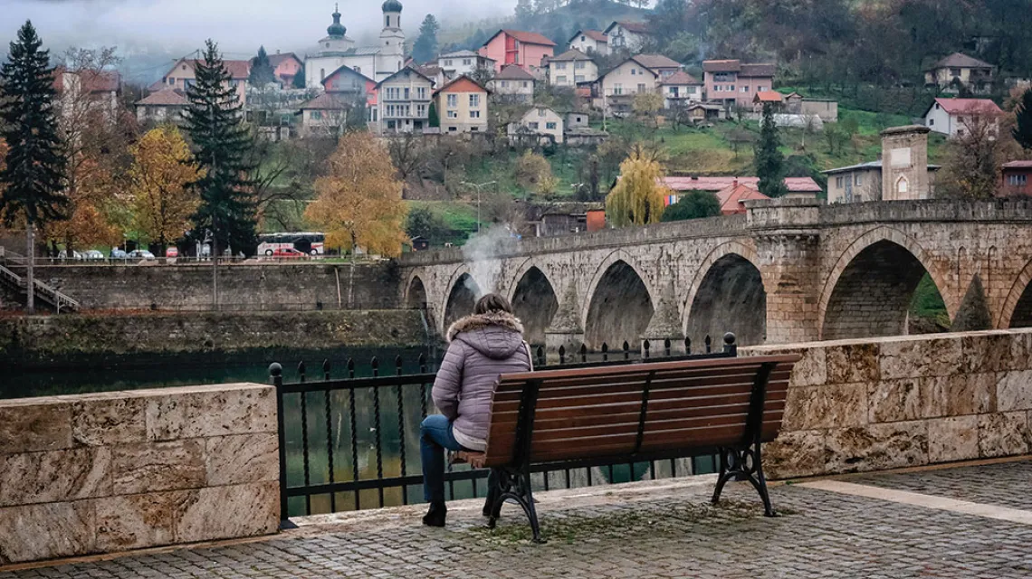 Most na rzece Drina znalazł się w tytule najsłynniejszej powieści Ivo Andricia. Wyszegrad, 16 listopada 2022 r.  / DARIUSZ KAŁAN