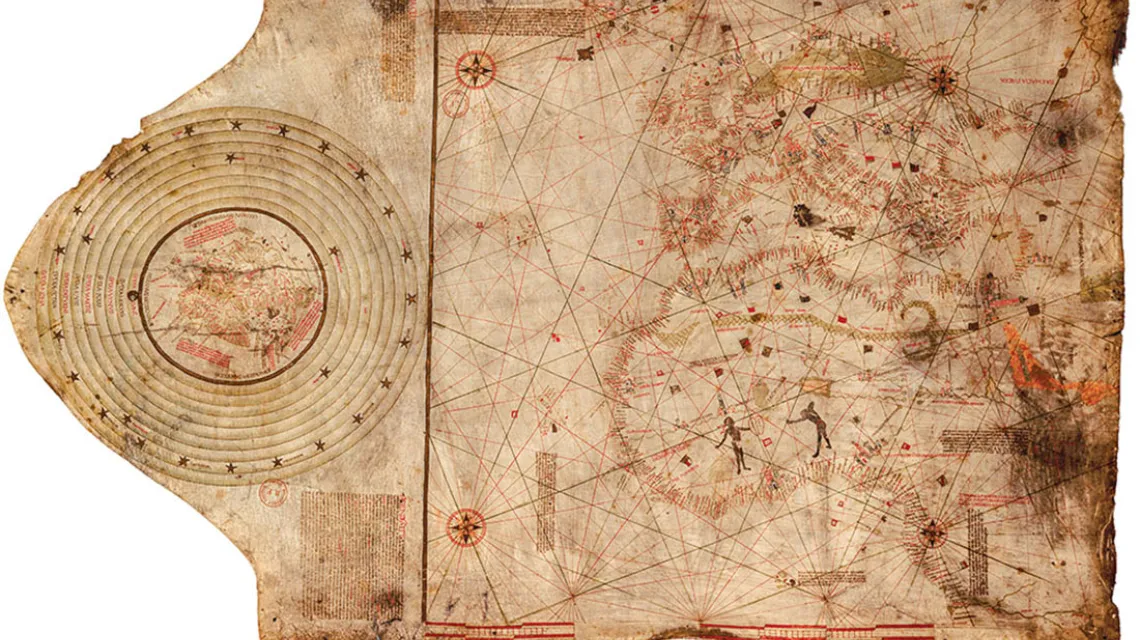 Rzekoma mapa Krzysztofa Kolumba, wykonana w warsztacie Bartłomieja i Krzysztofa Kolumbów w Lizbonie ok. 1490 r. / WIKIMEDIA DOMENA PUBLICZNA