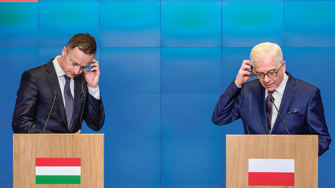 Ministrowie spraw zagranicznych Péter Szijjártó i Jacek Czaputowicz, Warszawa, 17 maja 2018 r. / MATEUSZ WŁODARCZYK / FORUM