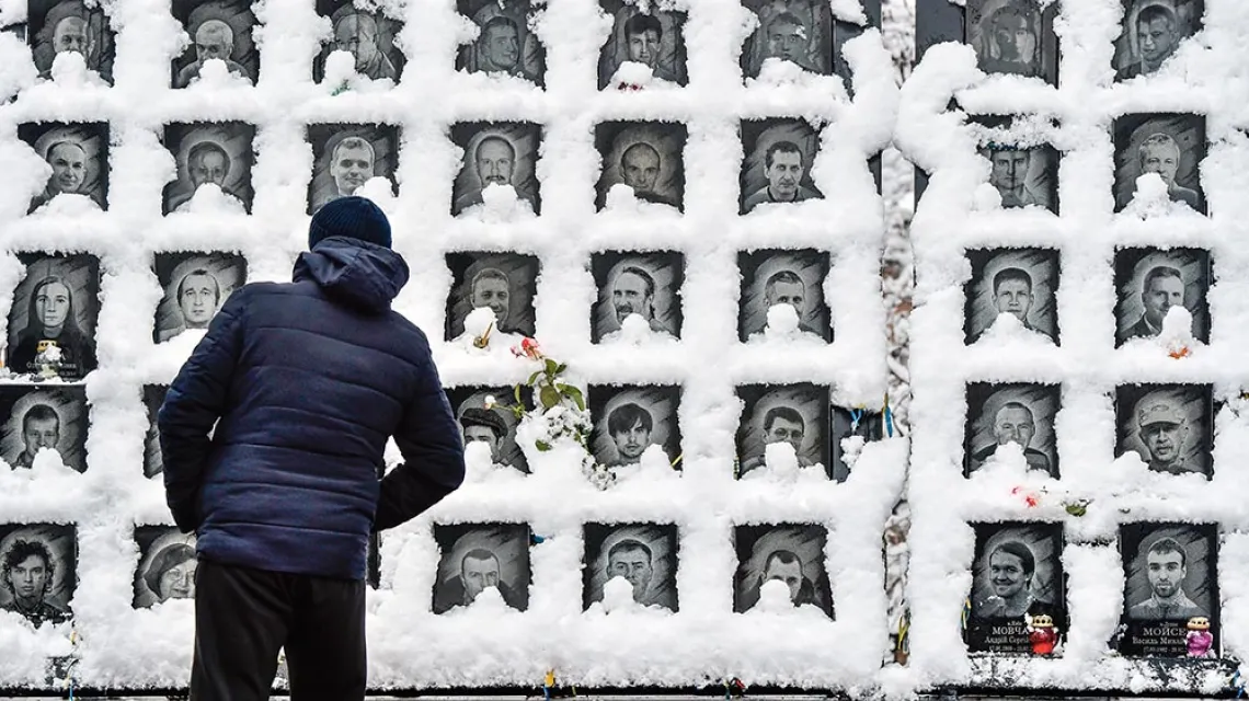 Miejsce pamięci poległych pięć lat temu na Majdanie. Kijów, 6 lutego 2019 r. / SERGEI SUPINSKY / AFP / EAST NEWS