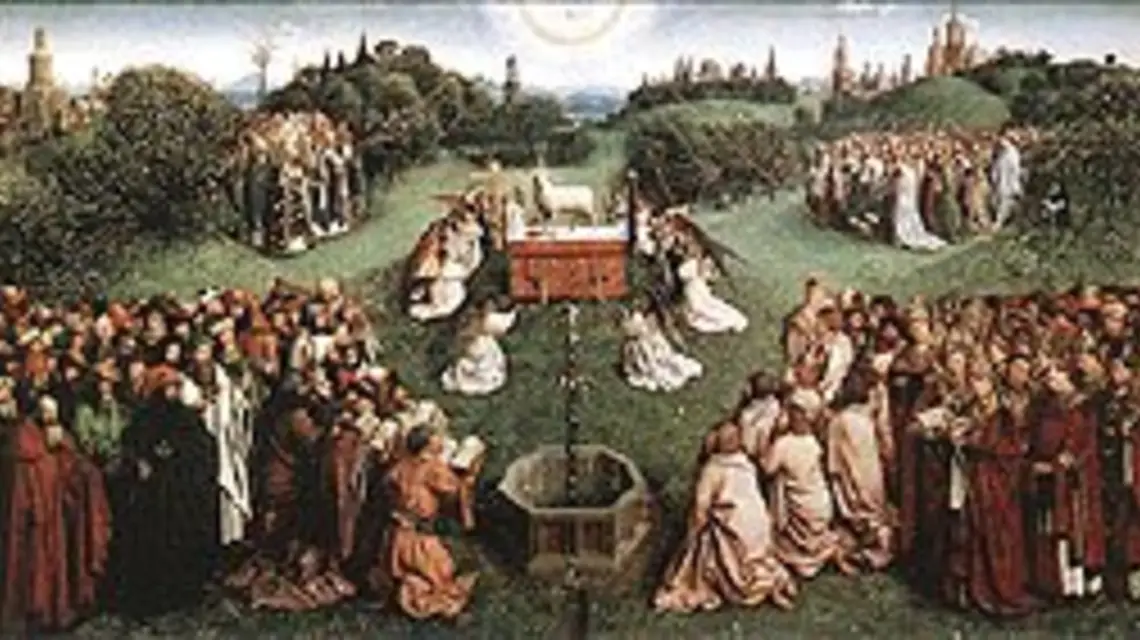 Jan van Eyck "Adoracja Baranka", fragment Ołtarza Gandawskiego, 1429 r. / 