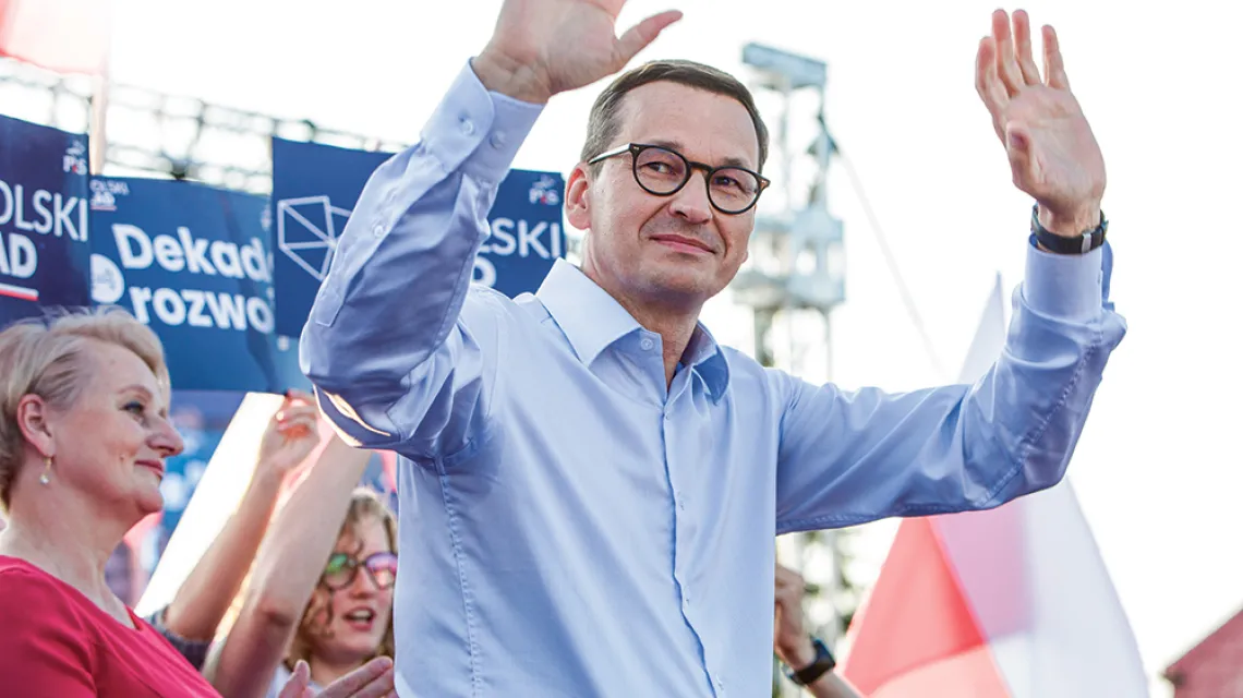 Premier Mateusz Morawiecki na festynie rodzinnym w Tykocinie, lipiec 2021 r. / MAREK MALISZEWSKI / REPORTER