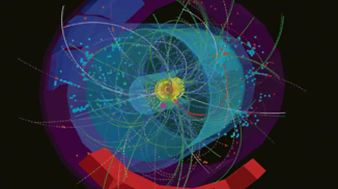 Wizualizacja torów cząstek po zderzeniu w detektorze ALICE / CERN / 