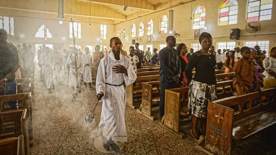 Kościół katolicki pw. św. Karola w Kano w północnej Nigerii. W 2014 r. doszło tu do zamachu bombowego, o który obwiniano islamskich ekstremistów z Boko Haram. Kano, Nigeria, 17 lutego 2019 r. / BEN CURTIS / AP / EAST NEWS