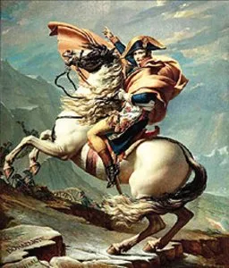 Napoleon przekracza Alpy w drodze do Włoch; obraz Jacques-Louisa Davida z 1801 roku / 