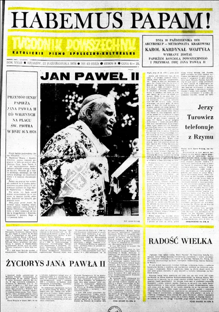 Historyczna okładka "Tygodnika Powszechnego" nr 43/1978 z 22 października 1978 roku / 