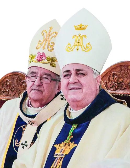 Abp Sławoj Leszek Głódź, metropolita gdański, i abp Salvatore Pennacchio, nuncjusz apostolski w Polsce, na uroczystościach podniesienia gdyńskiej kolegiaty NMP do godności bazyliki mniejszej. Gdynia, 4 maja 2019 r. / KS. RAFAŁ STARKOWICZ / FOTO GOŚĆ / FORUM