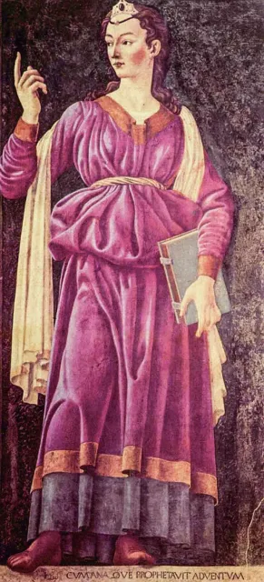 Sybilla Kumańska na fresku namalowanym przez Andreę del Castagno (ok. 1450, Galeria Uffizi, Florencja). Tysiącletnie życie nie przyniosło jej szczęścia. Otrzymała je w darze od zauroczonego nią Apolla, któremu służyła jako kapłanka w jednej z wyroczni. / DOMENA PUBLICZNA