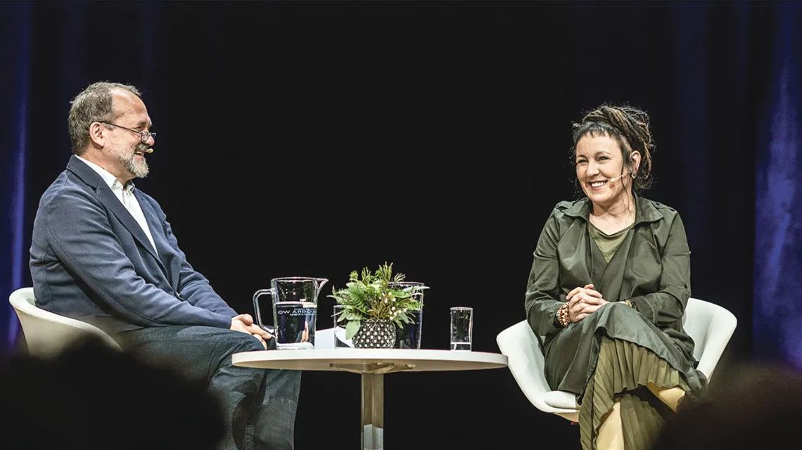 Olga Tokarczuk z Michałem P. Markowskim na Conrad Festival 2019, ICE Kraków, 26 października 2019 r. / EDYTA DUFAJ / KBF