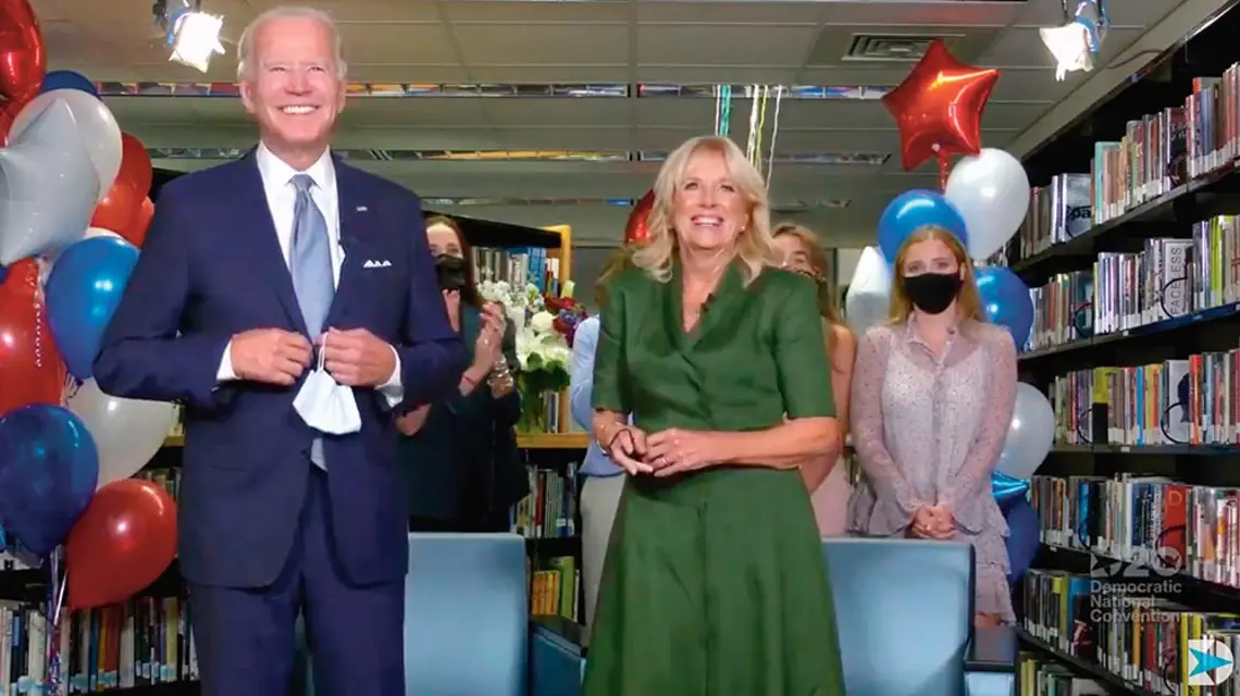 Transmisja internetowa z konwencji Partii Demokratycznej, z lewej Joe Biden. 19 sierpnia 2020 r. / AFP PHOTO / DEMOKRATIC NATIONAL CONVENTION