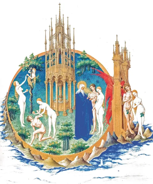 „Ogród Eden” – iluminacja w kalendarzu „Très Riches Heures”, francuskim ­manuskrypcie z pracowni braci Limbourg (1412–1416). / UNIVERSAL HISTORY ARCHIVE / GETTY IMAGES